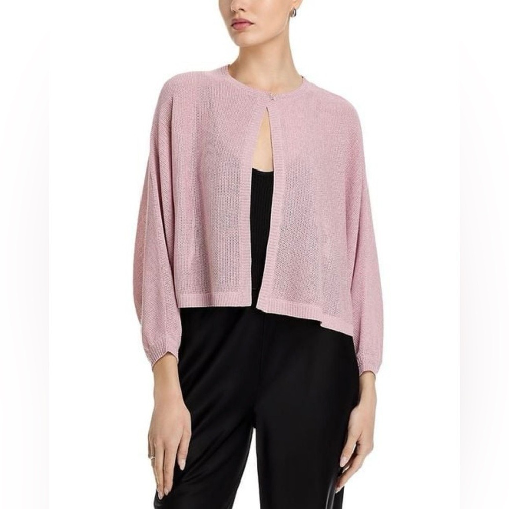 Kobi Halperin Pink Knit Cove Sweater Shimmer Mesh Knit Dolman Sleeve‎ NWT large